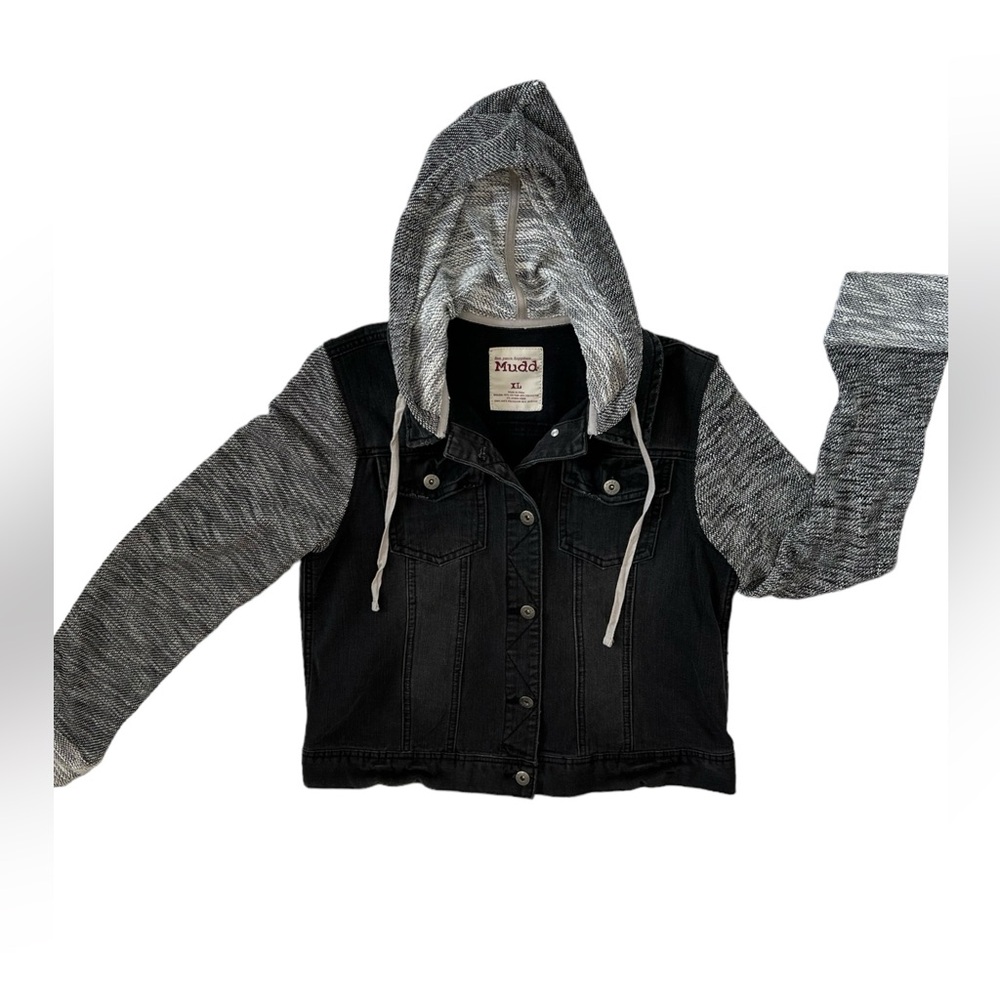 Jean Jacket by Mudd Black Hooded in Extra Large